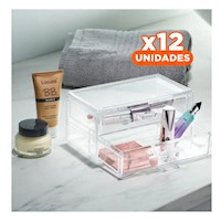 Pack12 Organizador Acrilico 2 Cajones para Belleza y Papeleria